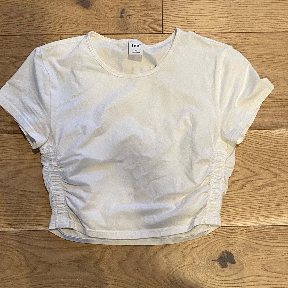 TNA Cream Ruched Crop Top